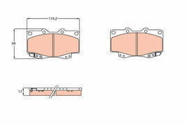 KIT PLAQUETTES TRW AV TOYOTA HI-LUX 2005-->