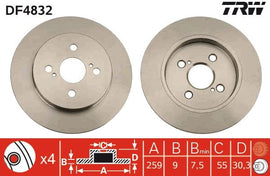 DISQUE DE FREIN AR : TOYOTA YARIS
