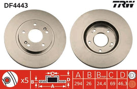 PAIRE DE DISQUE DE FREIN TRW AV HYU SANTA FE