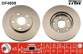 PAIRE DISQUE FREIN TRW AV TOYOTA AURIS