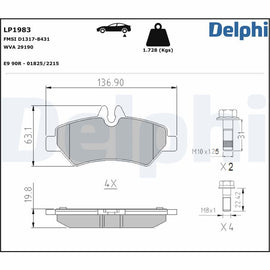 KIT PLAQUETTES DELPHI AR VW CRAFTER 2006--&gt;