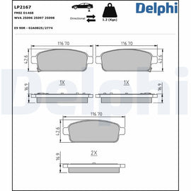 KIT PLAQUETTES AR DELPHI CHEVROLET CRUZE OPEL