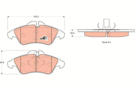 KIT PLAQUETTES TRW AV MERCEDES SPRINTER, VW LT