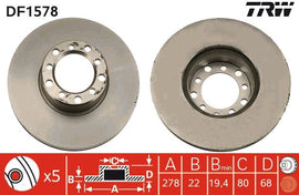 DISQUE DE FREIN 0=278-E22 V. MERCEDES 85