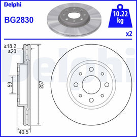 PAIRE DE DISQUE FREIN DELPHI AV FIAT &amp; ALFA ROMEO