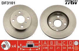 PAIRE DISQUE/FREIN:TOYOTA CARINA
