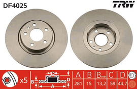 PAIRE DE DISQUE DE FREIN TRW AV ALPHA. 147 & 156