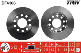 PAIRE DISQUE/FREIN: AR. AUDI A4 2000-&gt;