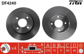 PAIRE DISQUE/FREIN: AR. NISSAN PRIMERA