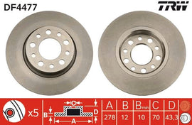 PAIRE DISQUE TRW  : AV. FIAT 500 - JEEP RENEGAD